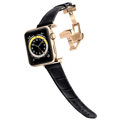 Damen Caiman Mitternachtsschwarz mit Gold