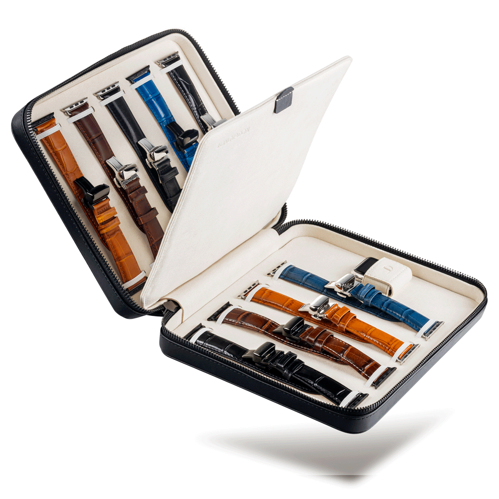 Mitternachtsschwarzes Nappaleder Reise-Etui
