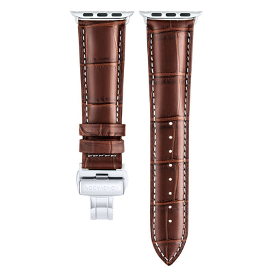 Herren Caiman Mahagoni-Braun mit Silber / Kontrastnaht
