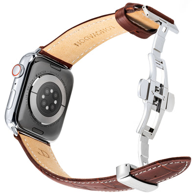 Herren Caiman Mahagoni-Braun mit Silber / Kontrastnaht