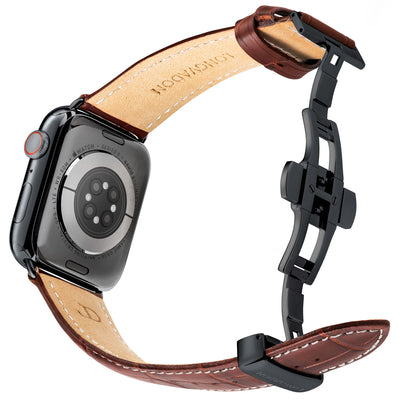 Herren Caiman Mahagoni-Braun mit Schwarz / Kontrastnaht