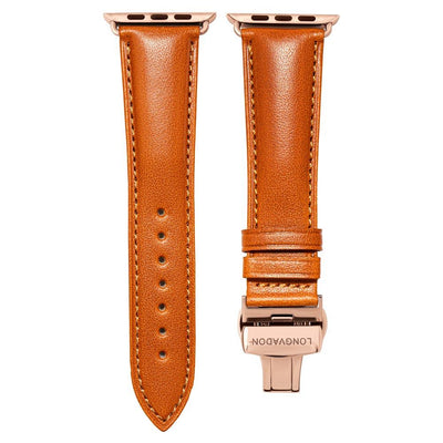 men's whiskey brown leather band for gold apple watch