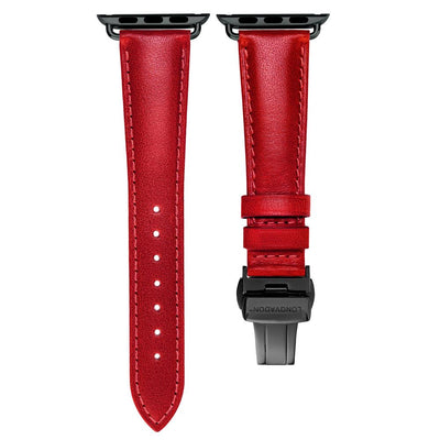 women's crimson red leather band for black apple watch