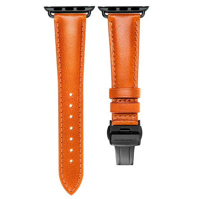 women's whiskey brown leather band for black apple watch