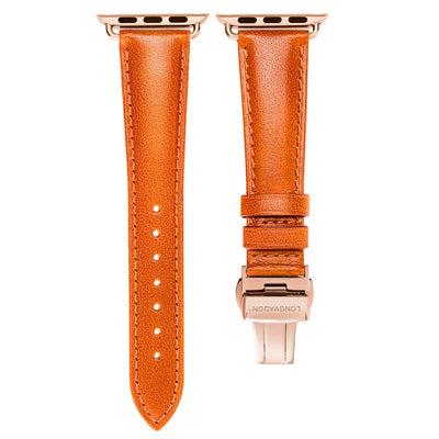 women's whiskey brown leather band for gold apple watch