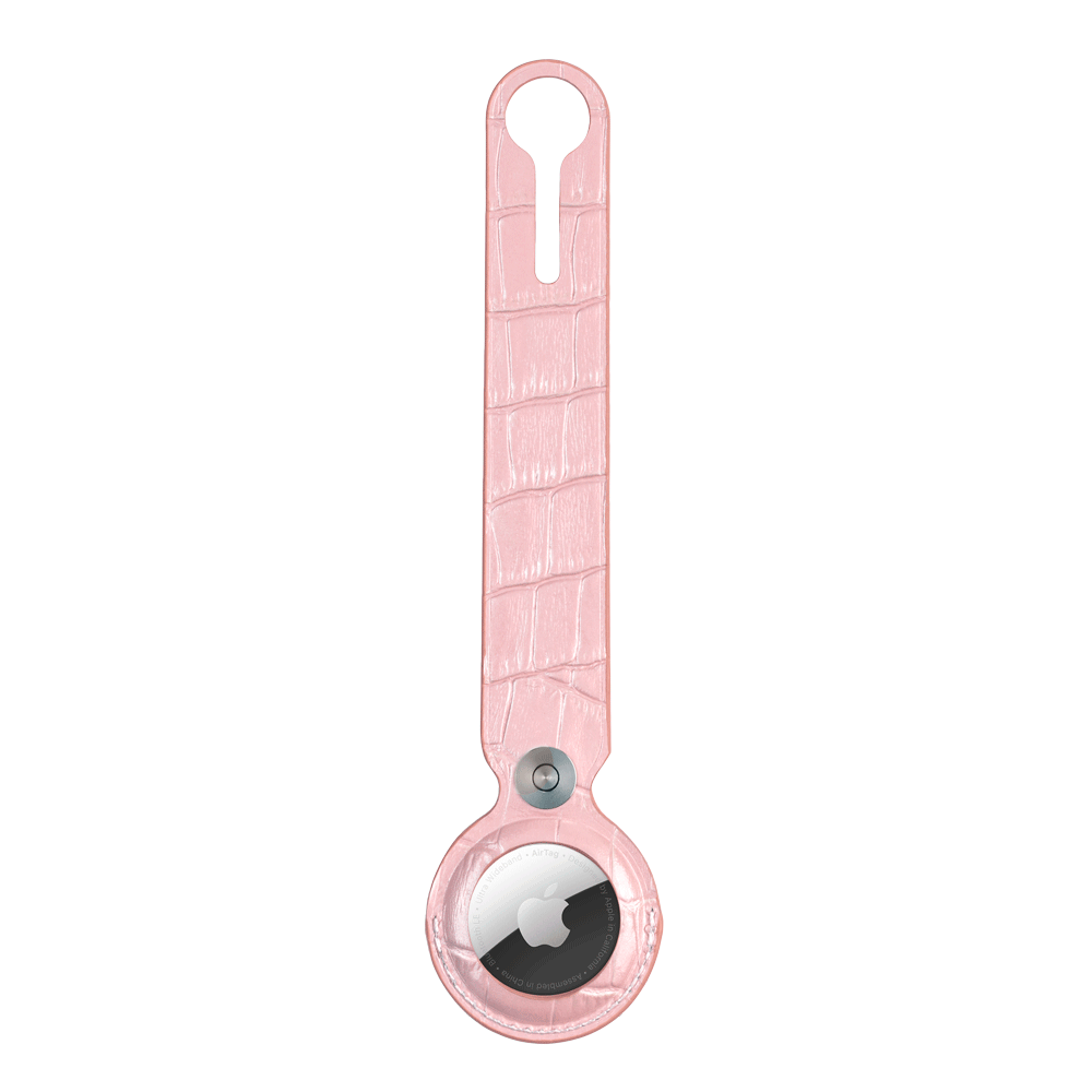 Hochglanz-Rosa Caiman-Serie AirTag Case - Schlaufenband