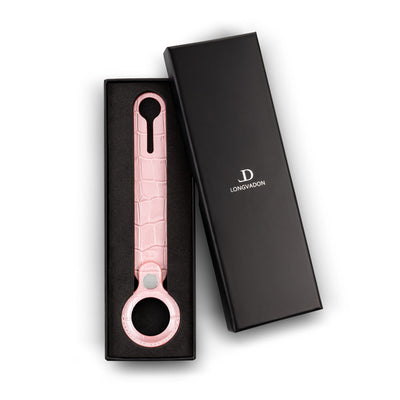 Hochglanz-Rosa Caiman-Serie AirTag Case - Schlaufenband