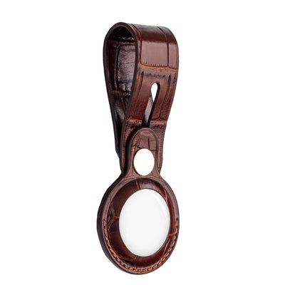Mahagonibraunes Caiman-Serie AirTag Case - Schlaufenband