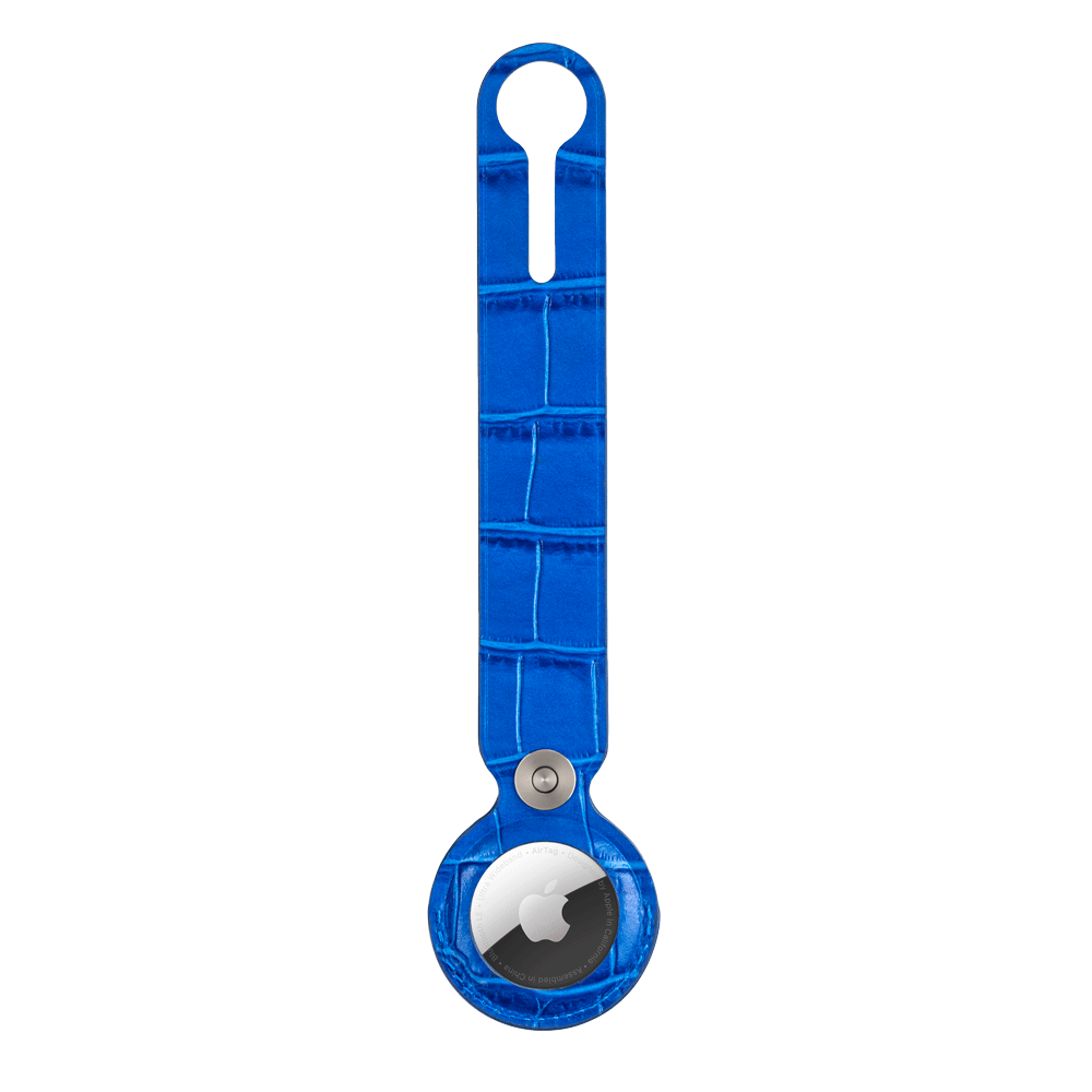 Mediterran-blaues Caiman-Serie AirTag Case - Schlaufenband