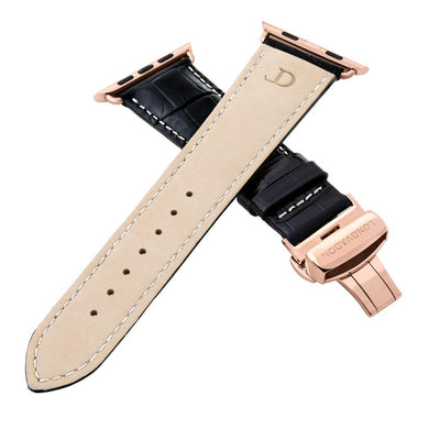 Herren Caiman Mitternachtsschwarz mit Roségold / Kontrastnaht