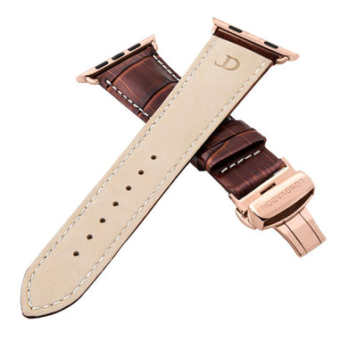 Herren Caiman Mahagoni-Braun mit Roségold / Kontrastnaht