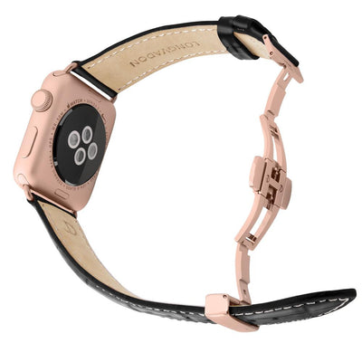 Herren Caiman Mitternachtsschwarz mit Roségold / Kontrastnaht