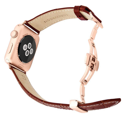 Herren Caiman Mahagoni-Braun mit Roségold / Kontrastnaht