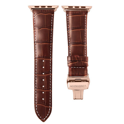Herren Caiman Mahagoni-Braun mit Roségold / Kontrastnaht