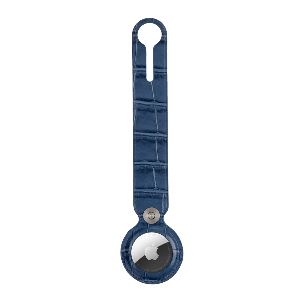 Marineblaues Caiman-Serie AirTag Case - Schlaufenband