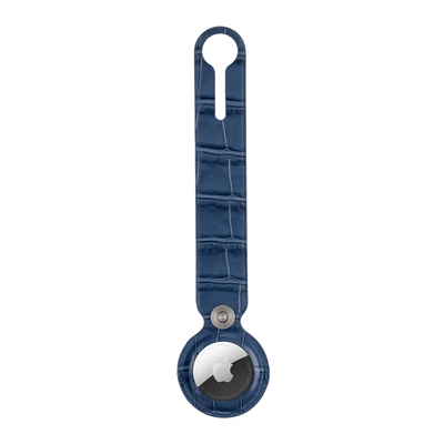 Marineblaues Caiman-Serie AirTag Case - Schlaufenband