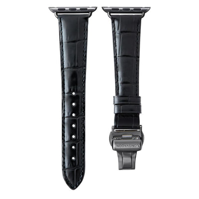 women's midnight black leather band for black apple watch
